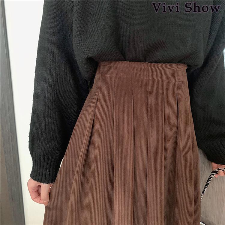 コーデュロイ スカート レディース ロングスカート ミモレ丈スカート