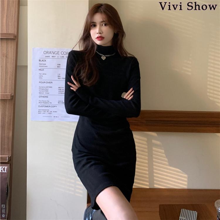 ワンピース レディース 長袖 きれいめ シンプル ミニワンピ タイト 着