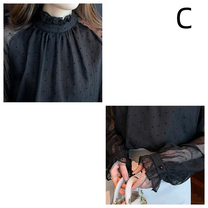 レディース ハイネック ブラウス 透け感 Tシャツ レーストップス