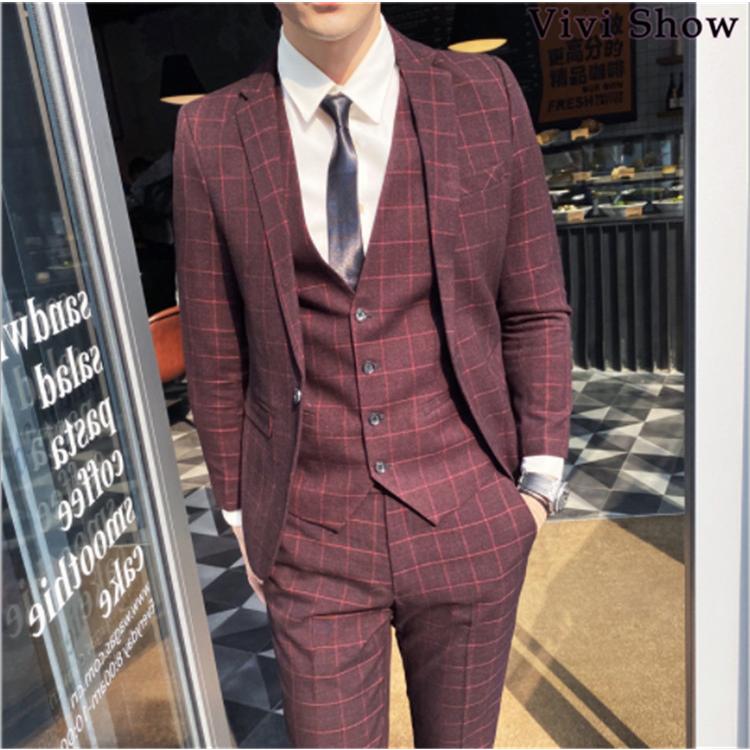 在庫分のみ即日 メンズ カジュアルスーツ ストライプ 3ピーススーツ