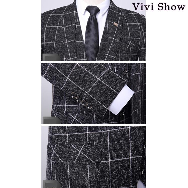 メンズ 3ピース スーツ チェック柄 ビジネススーツ セットアップ 3