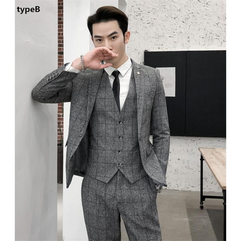 3ピースチェック柄ビジネスセットアップスーツ Cloudstyle セレモニースーツ セットアップ 「Cloudstyle」ベスト付