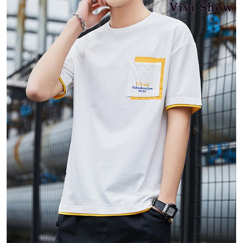服/ファッション Tシャツ メンズ Tシャツ メンズ 胸ポケット クールネック アメカジ 英文字 おしゃれ