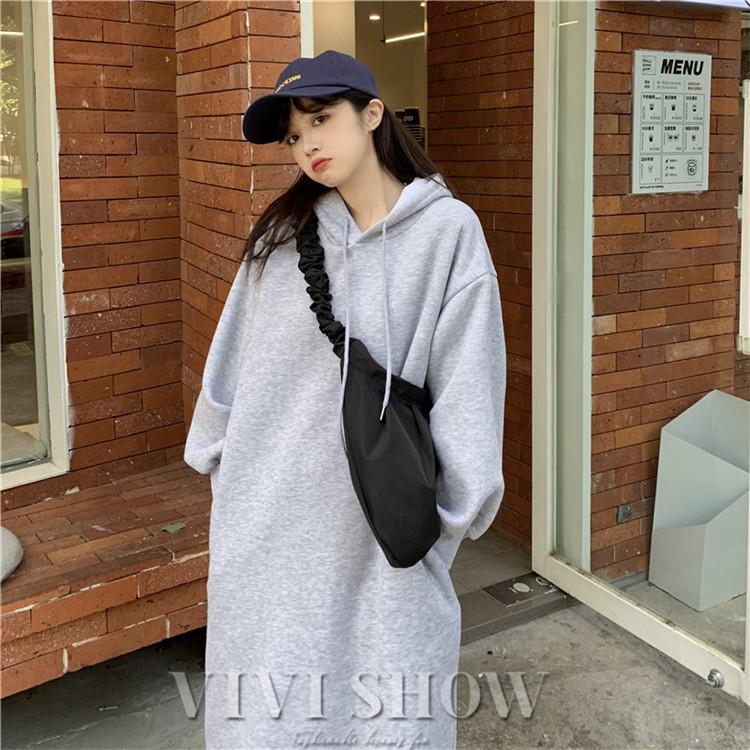 フード パーカー ワンピース レディース サイドスリット ミディアム丈