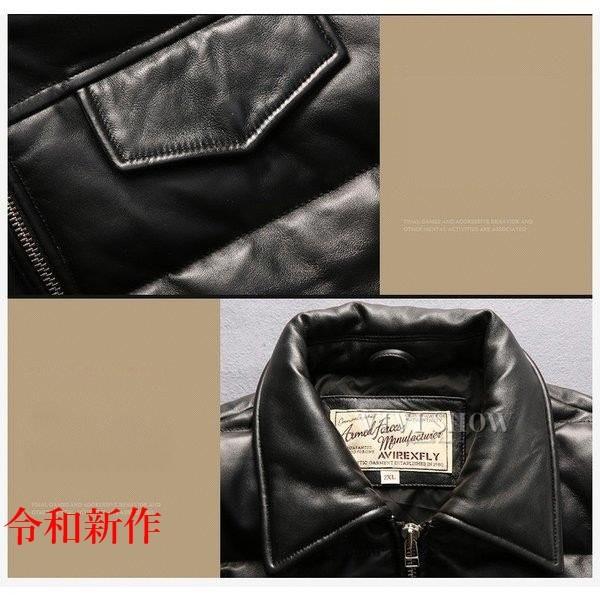 羊皮ジャケット　レザージャケット 　本革　レザーダウン　ダウンジャケット　羊皮バイクジャケット　ダウンコート　バイクウェア　メンズの画像