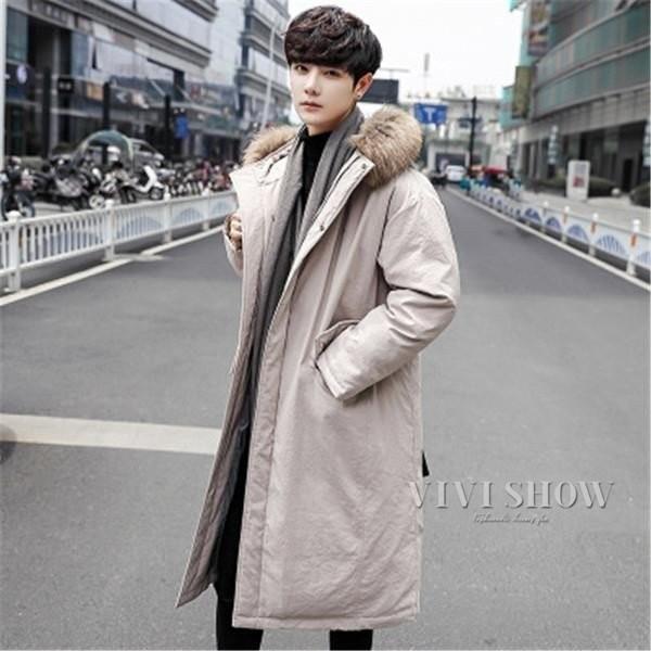 ダウンコート メンズ ダウンジャケット ロング丈 ロングコート 無地