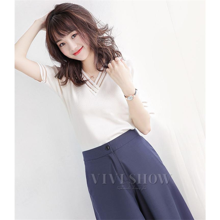 tシャツ レディース Vネック ブラウス トップス OL 夏服 半袖 通勤