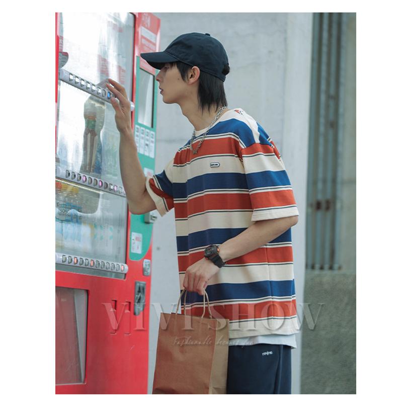 メンズ 半袖 ボーダー ゆったり Tシャツ 大きいサイズ トップス