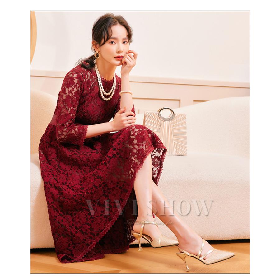 良品 wb ダブルビー ティアードドレス レディース M 赤 結婚式 披露宴