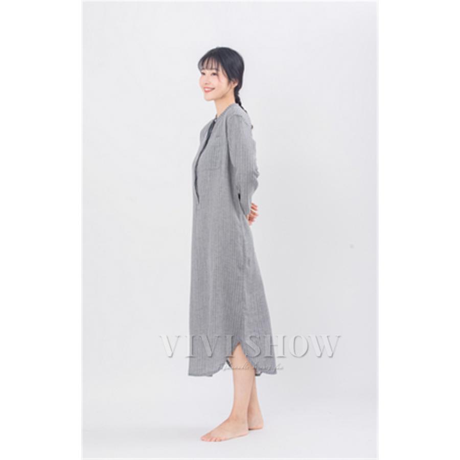 パジャマ レディース 春 夏 前開き 長袖 大きいサイズ ロング