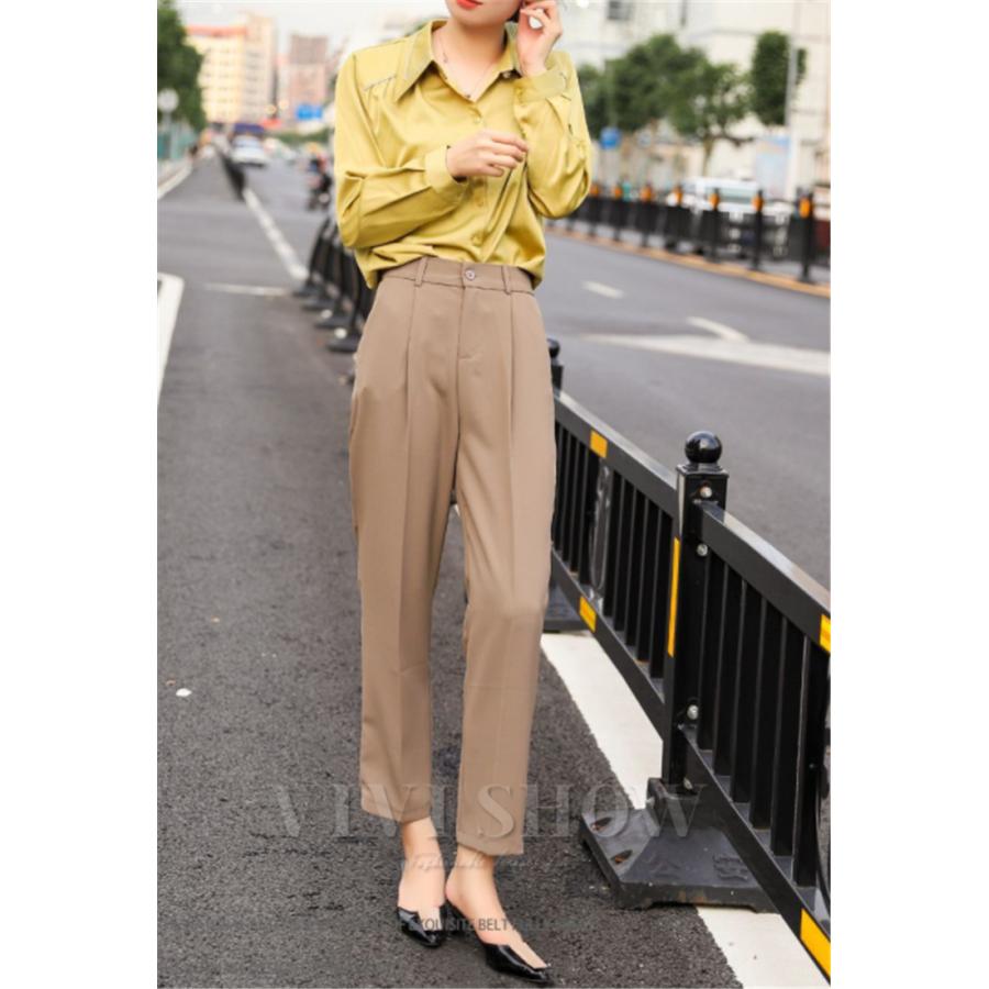 パンツ レディース 美脚 スラックス ボトムス ロング きれいめ 上品