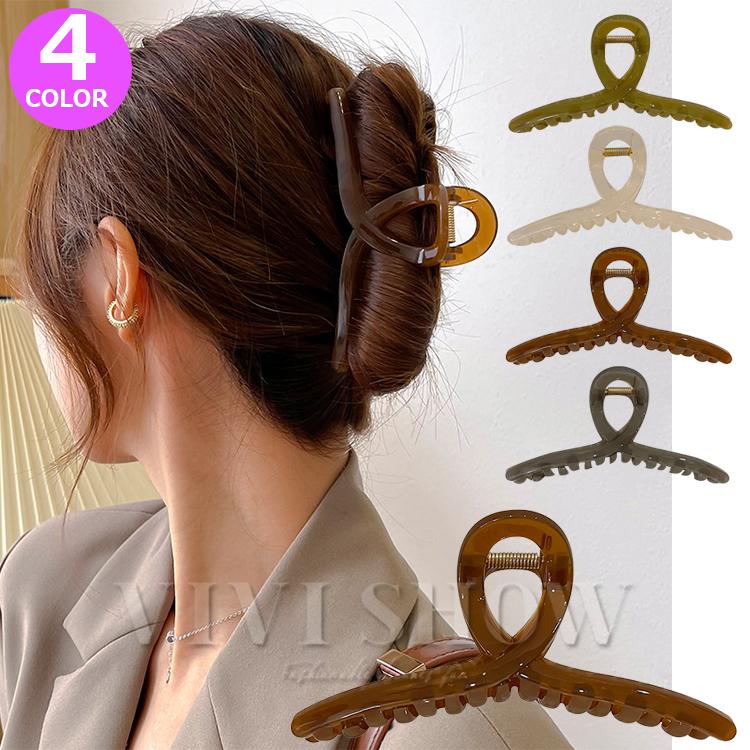 ヘアクリップ バンスクリップ ヘアアクセサリー クロスライン 大人 高 