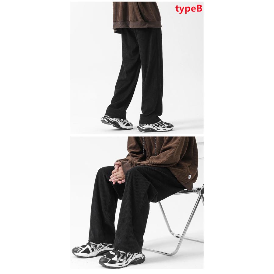 新品未使用【メンズ】  コーデュロイストレートパンツ メンズコーデュロイ ストレッチあり 暖パン 裏起毛 ビジネスパンツ パンツ