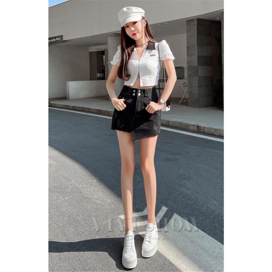 ラップキュロット レディース デニム キュロットスカート 半ズボン