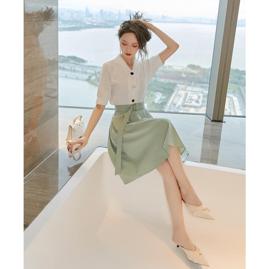 セットアップ レディースカジュアル 韓国風 上下セット ブラウス