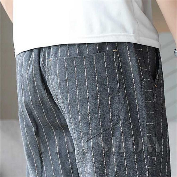 クロップドパンツ メンズ 7分丈 綿麻 リネンパンツ ハーフパンツ