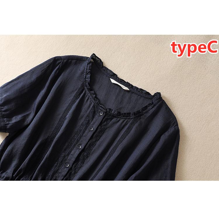 ワンピース Aライン レディース 半袖 ロング丈 Vネック カシュクール