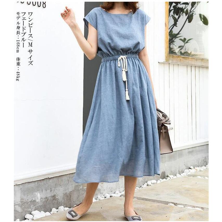 美品✨ソブ　ロングワンピース　カシュクール　ウエストリボン　Aライン　ストライプ eju464-01.jpg