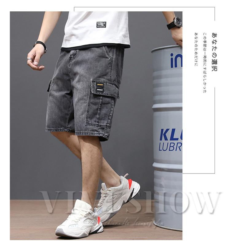 デニムハーフパンツ ジーンズ メンズ ルーズフィット B系 ヒップ