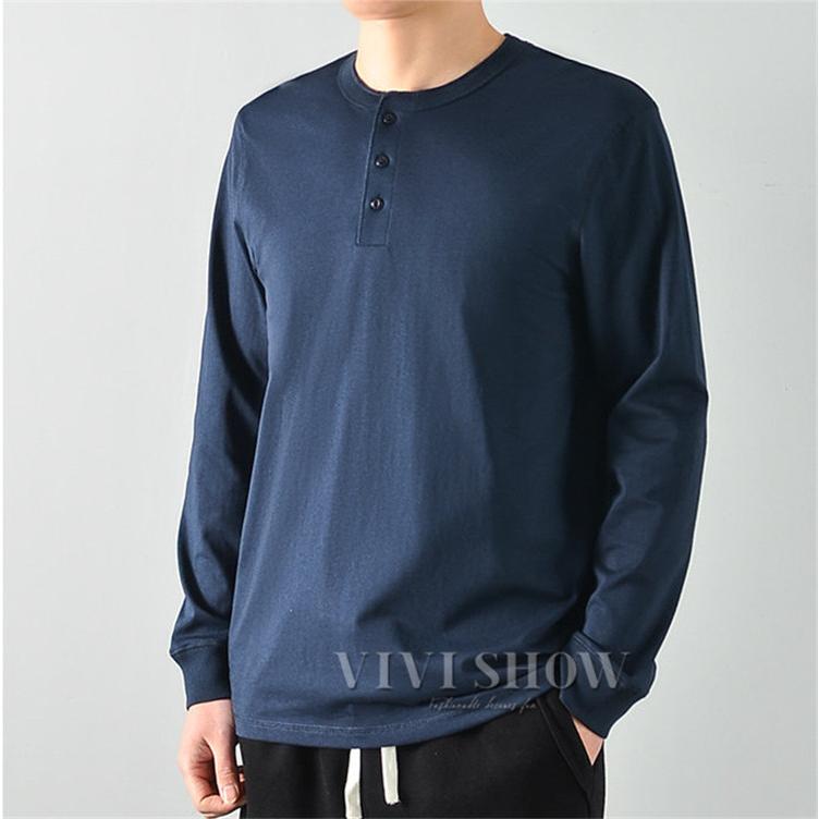赤西　着　ロングTシャツ　長袖　ロンT カットソー ロンT メンズ Tシャツ 長袖 ヘンリーネック ロングTシャツ 無地 クルー