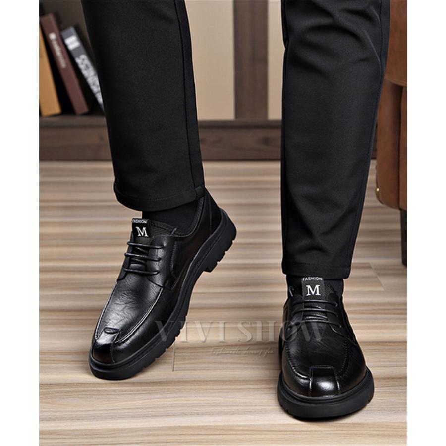 走れる ビジネスシューズ メンズ PU革靴 靴 幅 広 軽量 学生 就活 面接