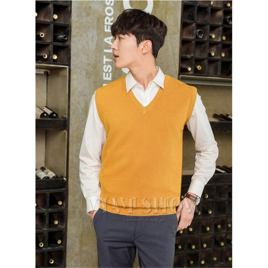 メンズ Vネック ニットベスト 大きいサイズ ビジネスベスト Vネック