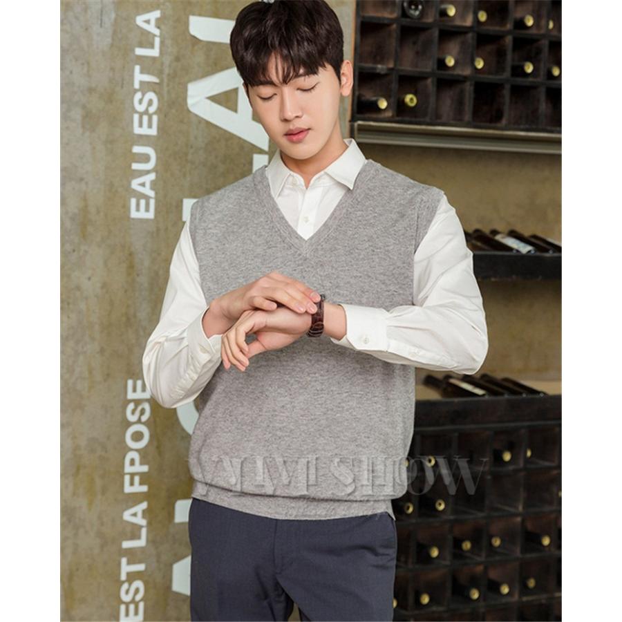 メンズ Vネック ニットベスト 大きいサイズ ビジネスベスト Vネック