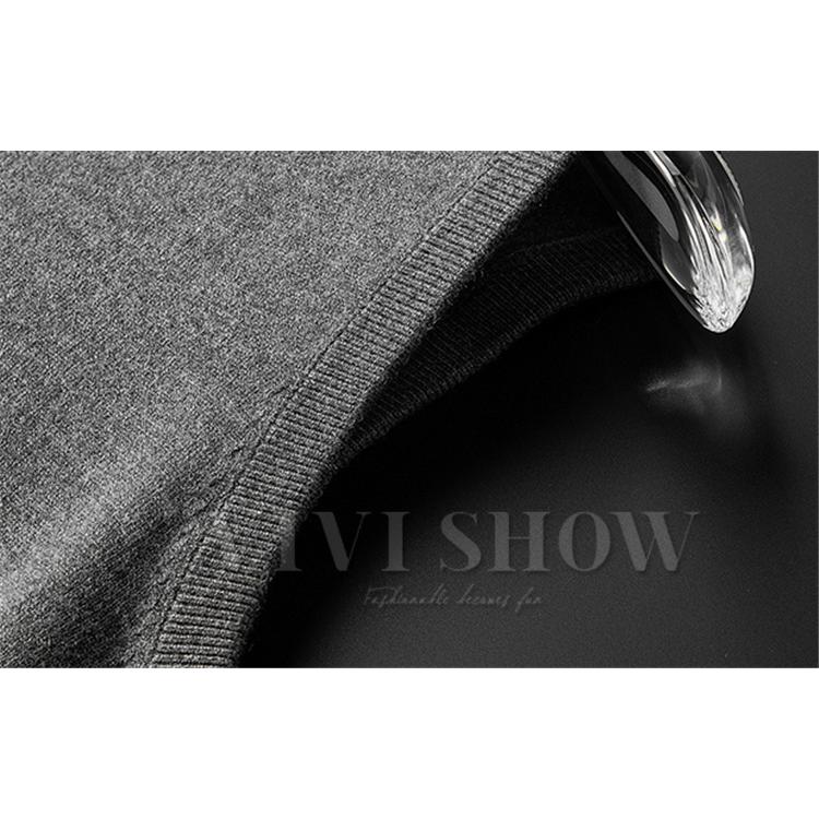 メンズ Vネック ニットベスト 袖なし セーター 無地 スリム トップス