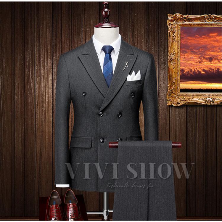 メンズ ダブル スーツ スリム 細身 スリーシーズン対応 モードスタイル