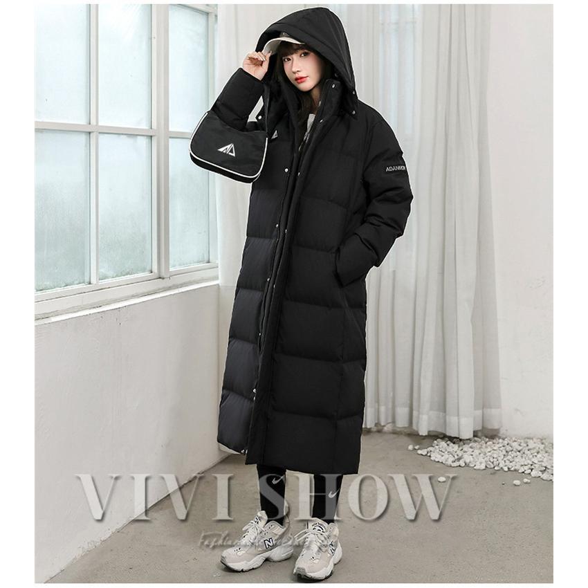 レディース メンズ ダウンジャケット アウター ロング丈 フード 暖かい