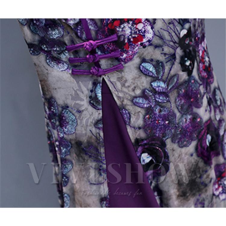 チャイナドレス ベトナム アオザイ ロング 花柄 長袖 ワンピース チャイナドレス ベトナム アオザイ ロング 花柄 長袖 ワンピース