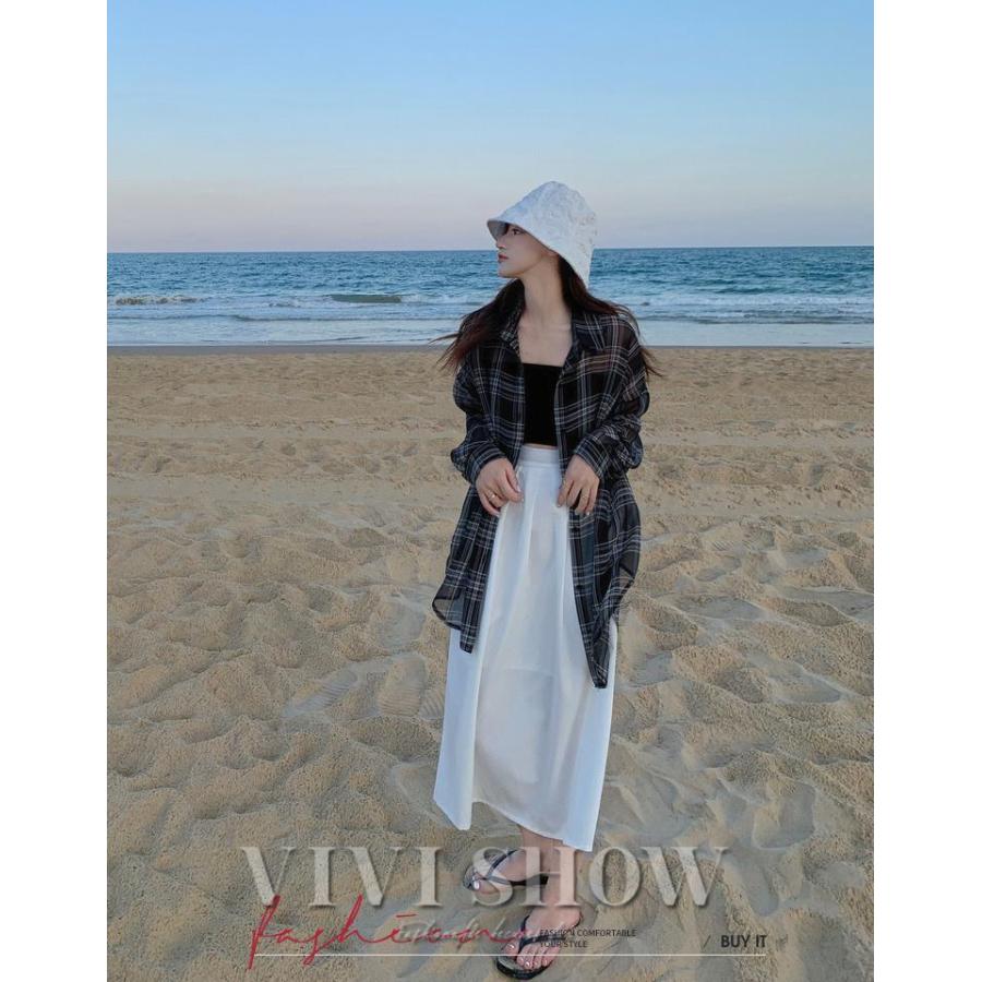 カーディガン チェック柄 ロングシャツ ロングカーディガン ブロック