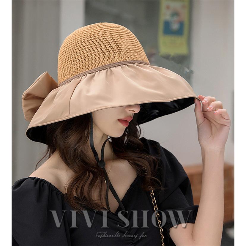 帽子 レディース 麦わら帽子 リボン 可愛い オシャレ ママ セレブ 夏用