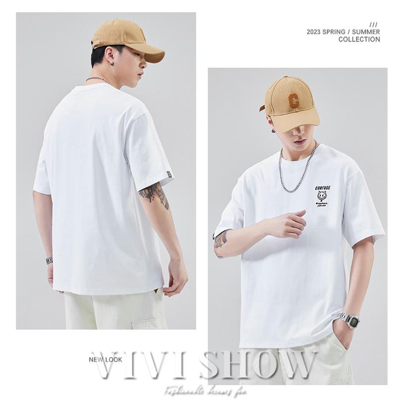 Tシャツ ホワイト 半袖 Oサイズ&ホワイトキャップ メンズ トップス 半袖 Tシャツ カジュアル おしゃれ シンプルコーデ