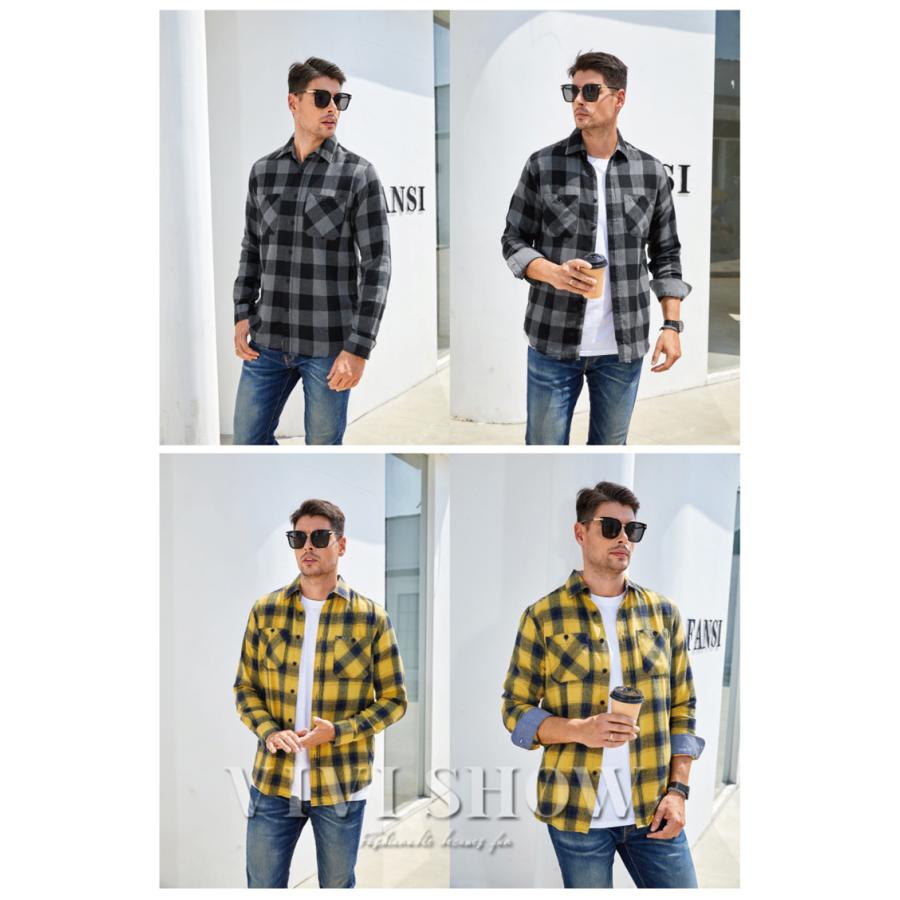 その他ブランド / 長袖シャツ/42/--/BLU/チェック メンズ 長袖シャツ ブルー チェック柄 紳士服 黒シャツ 長袖 メンズ