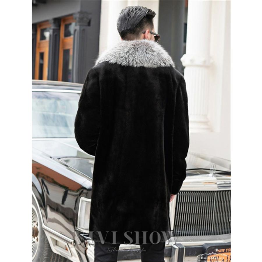 毛皮コート ファーコート メンズ アウター ロングコート ロング丈 防寒