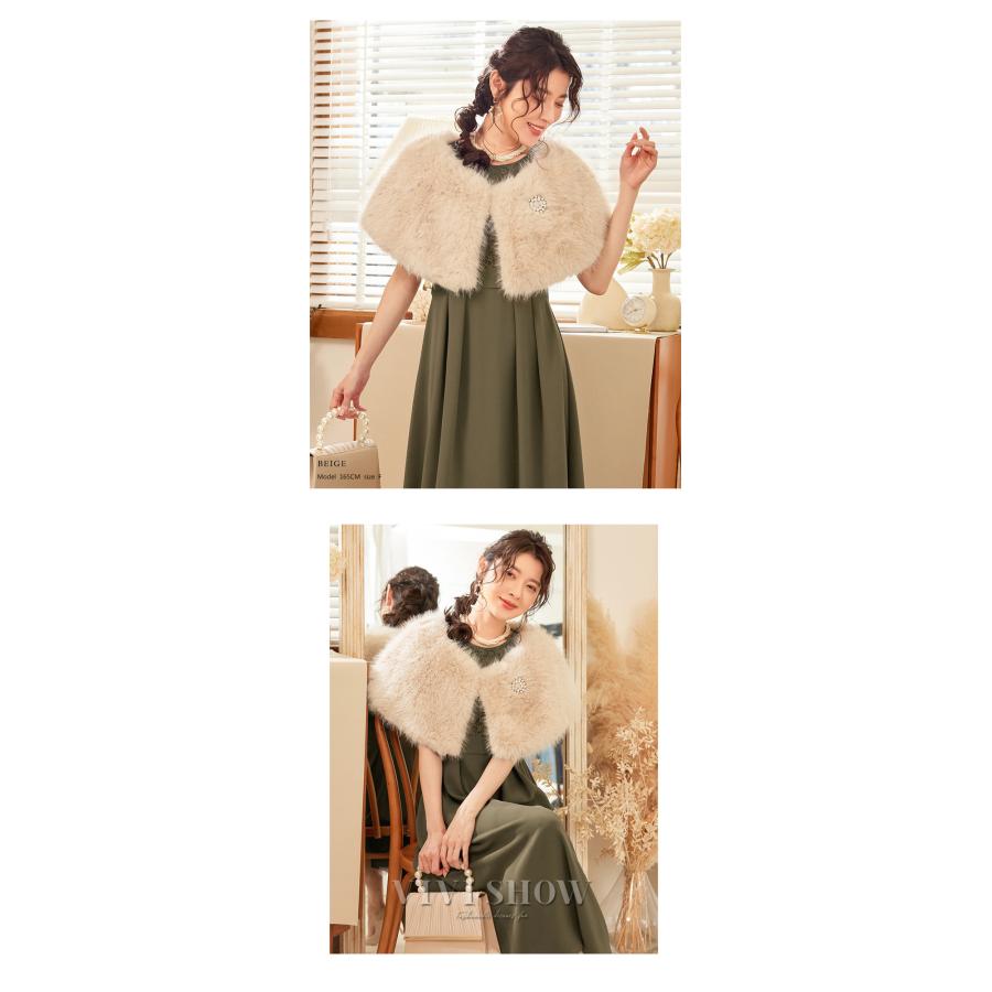 ボレロ 結婚式 服装 ストールファー ケープ ドレス ファー 羽織り