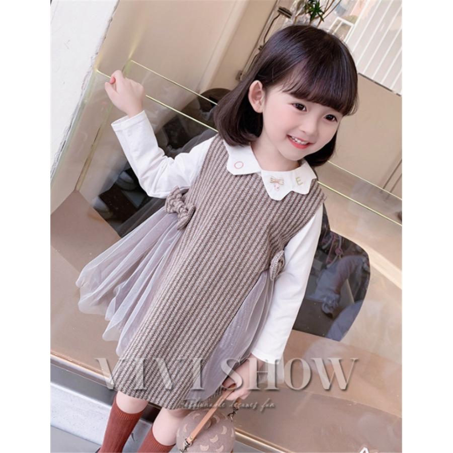長袖ワンピース 子供服 キッズ 女の子 ワンピ 切り替え ナチュラル