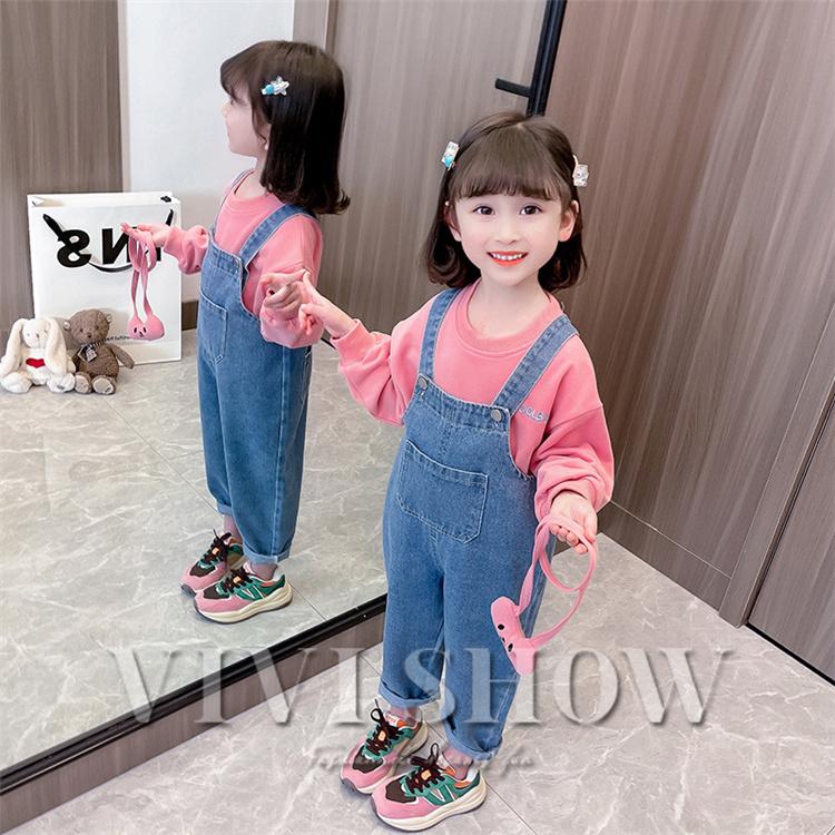 キッズ サロペット デニム ジュニア オーバーオール ゆったり デニム