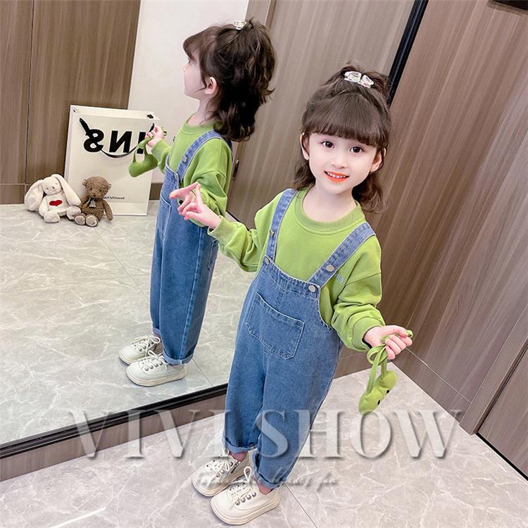 キッズ サロペット デニム ジュニア オーバーオール ゆったり デニム