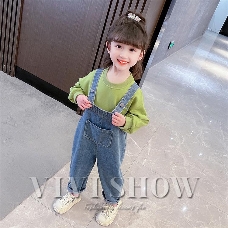 キッズ サロペット デニム ジュニア オーバーオール ゆったり デニム