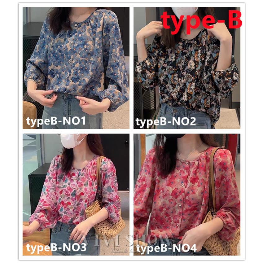 ブラウス レディース きれいめ 長袖ブラウス 花柄シャツ Vネック 