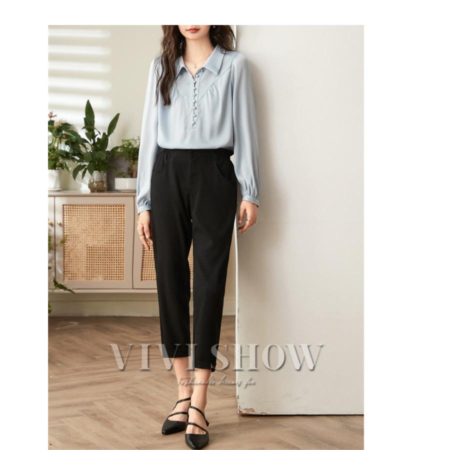 ブラウス 長袖 シャツ レディース 女性 かわいい シンプル フェミニン