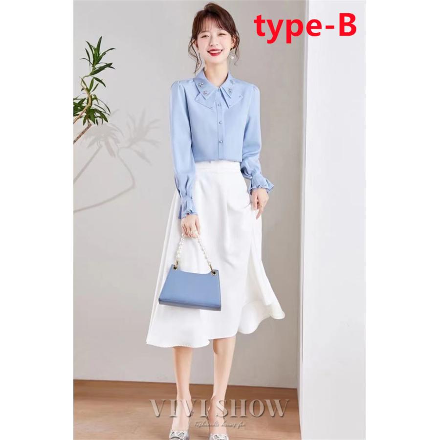 ブラウス 長袖 レディース 女性 かわいい シンプル フェミニン リボン