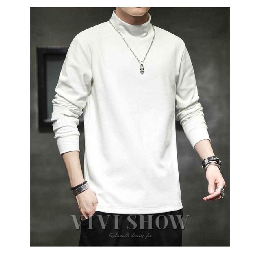 メンズ トップス 長袖 Tシャツ カットソー ミドルネック シンプル