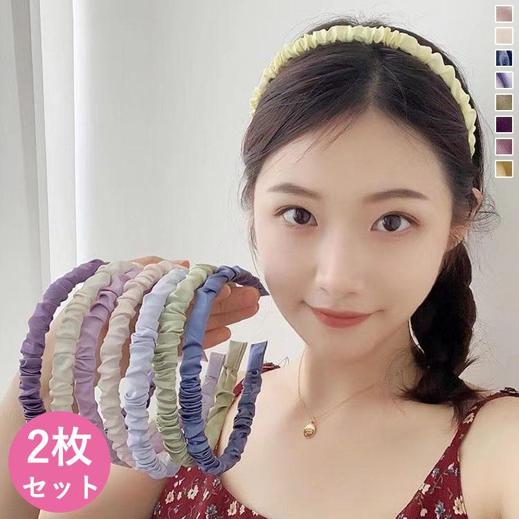 2点セット カチューシャ ヘアバンド ヘアアクセサリー シンプル おしゃれ 可愛い 細め カラー豊富 :fja023:VIVISHOW 通販 ヘアバンド コーム 新品 未使用