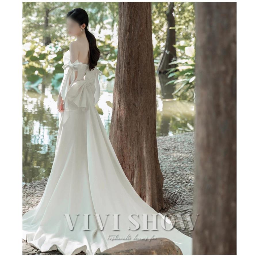 新品　花嫁ウエディングドレス 二次会 結婚式 パーティードレス白い 前撮り レディース ワンピース 花嫁ドレス パーティー ウェディング 二次会