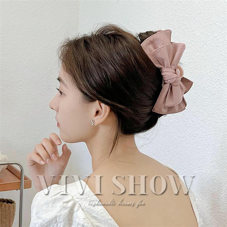 2個入 バンスクリップ ヘアクリップ シンプル ヘアアクセサリー リボン