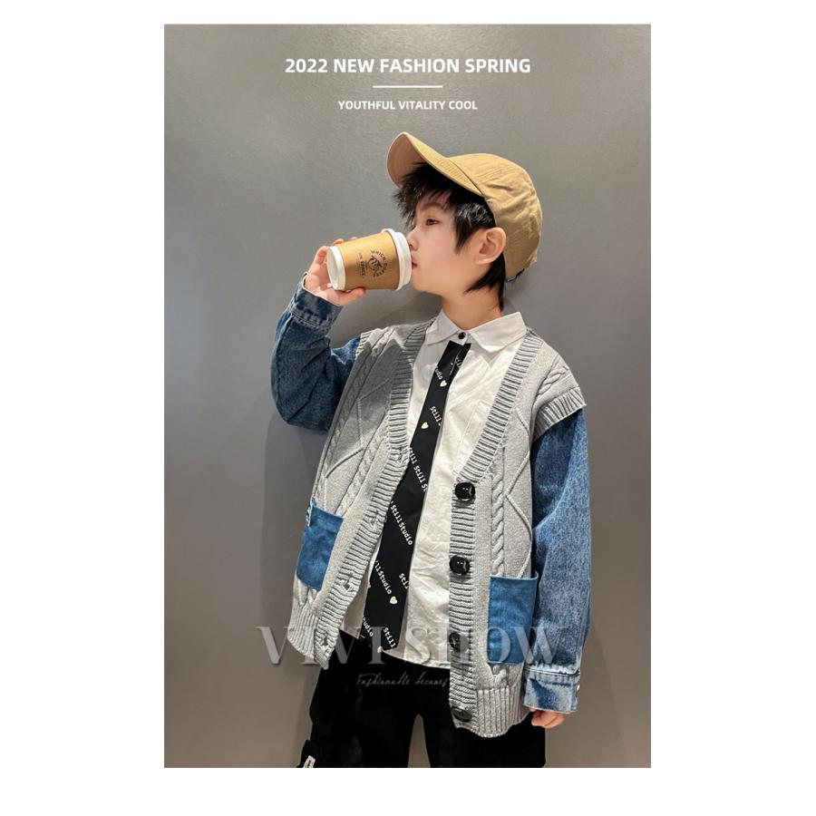 デニムジャケット キッズ アウター デニムコート 子供服 男の子 ニット
