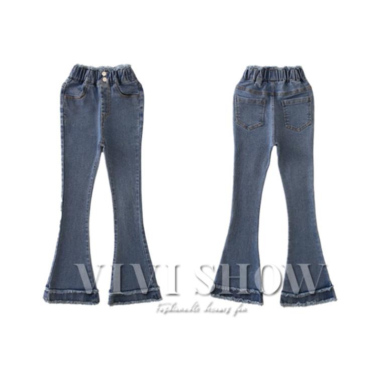 デニムパンツ 女の子 デニムブーツカット パンツ フレアパンツ ロング 